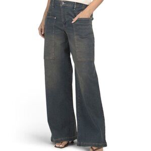 NEW MADDEN GIRL Seam Detail Wide Leg Jeans IN Dark Wash for women 825 2m7